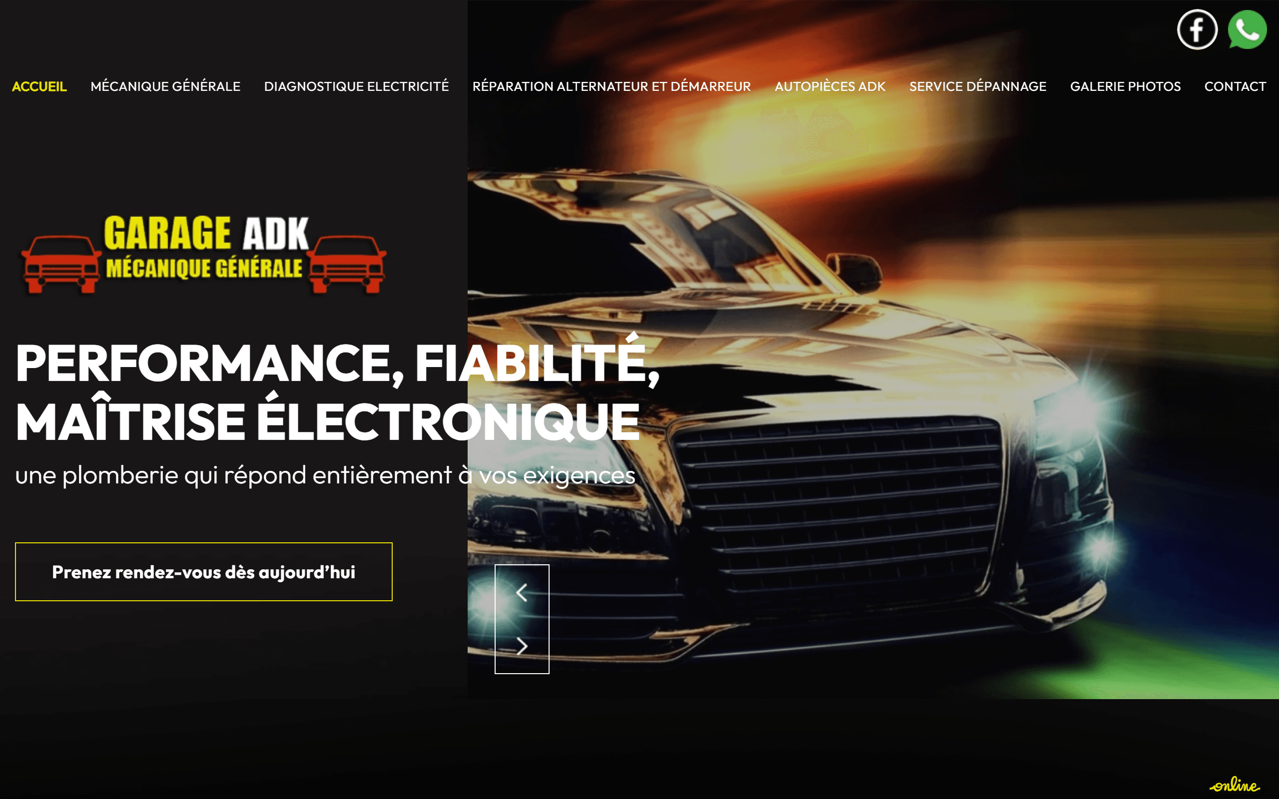 Capture du site web Garage ADK à Molenbeek